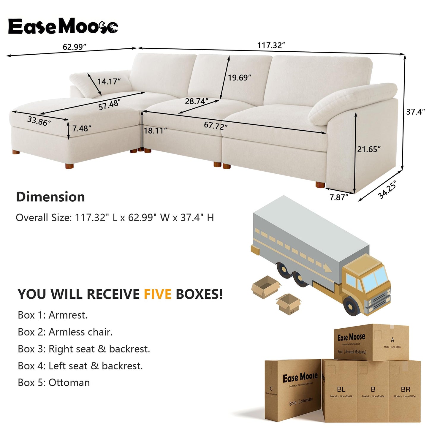 Oversized Modular L-Shaped Sectional Sofa