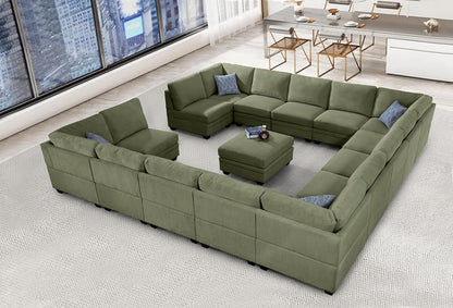 Oversized Modular Sectional Sofa with Ottoman