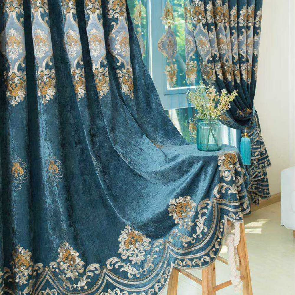 Luxury Embroidered Chenille Curtains with Pleats