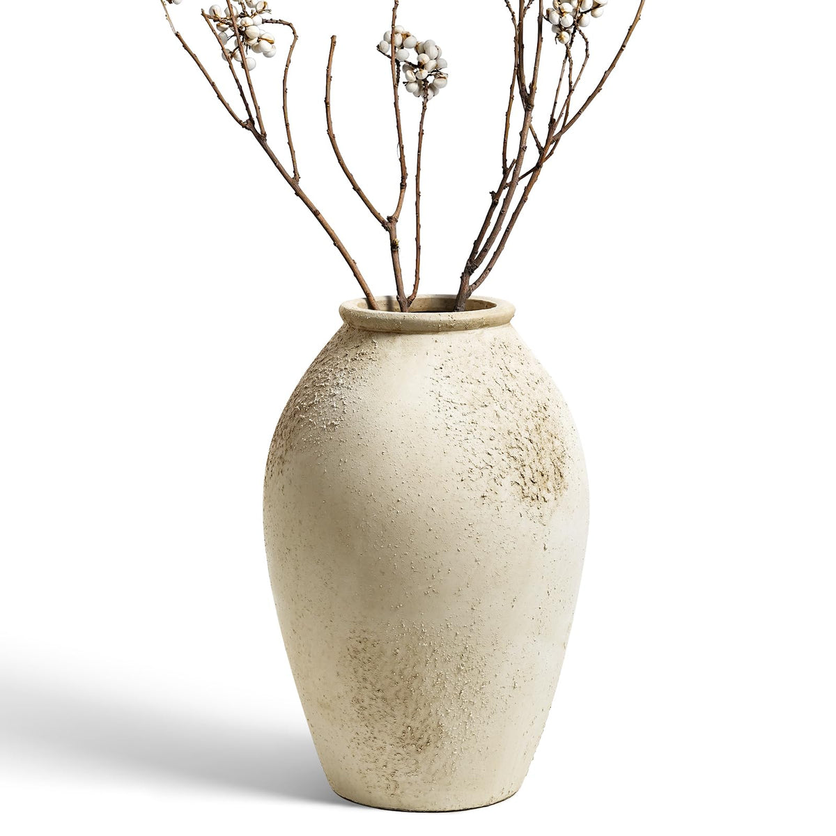 Wabi Sabi Rustic Ceramic Floor Vase in Greige