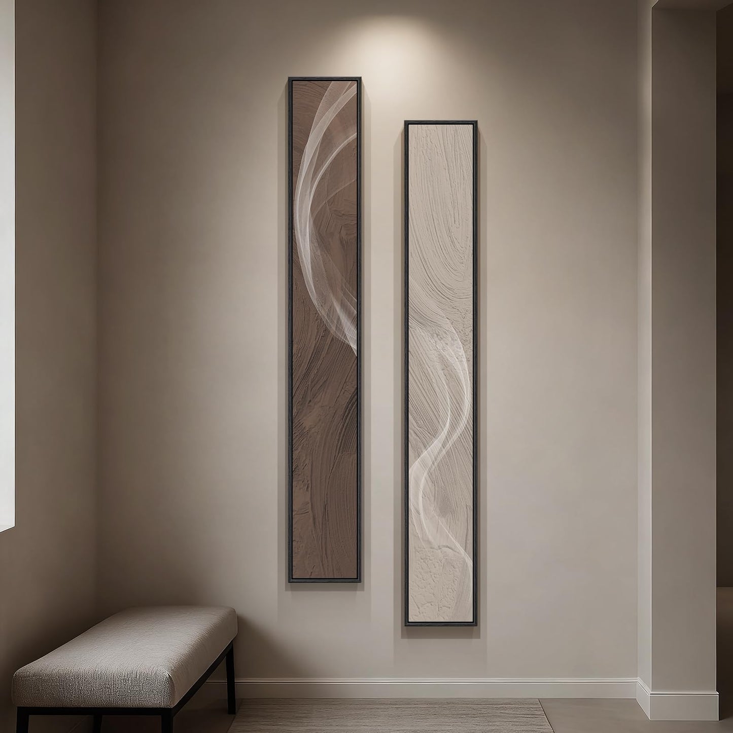 Vertical Abstract Framed Canvas Wall Art Set of 2