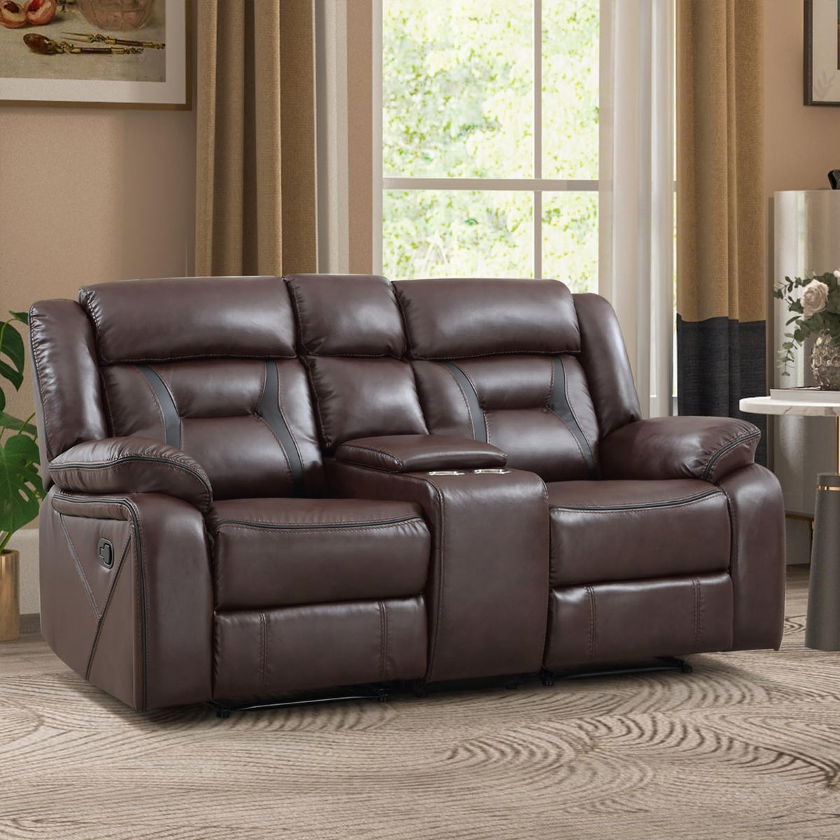 Faux Leather Reclining Living Room Furniture Set