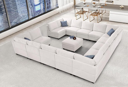 Oversized Modular Sectional Sofa with Ottoman