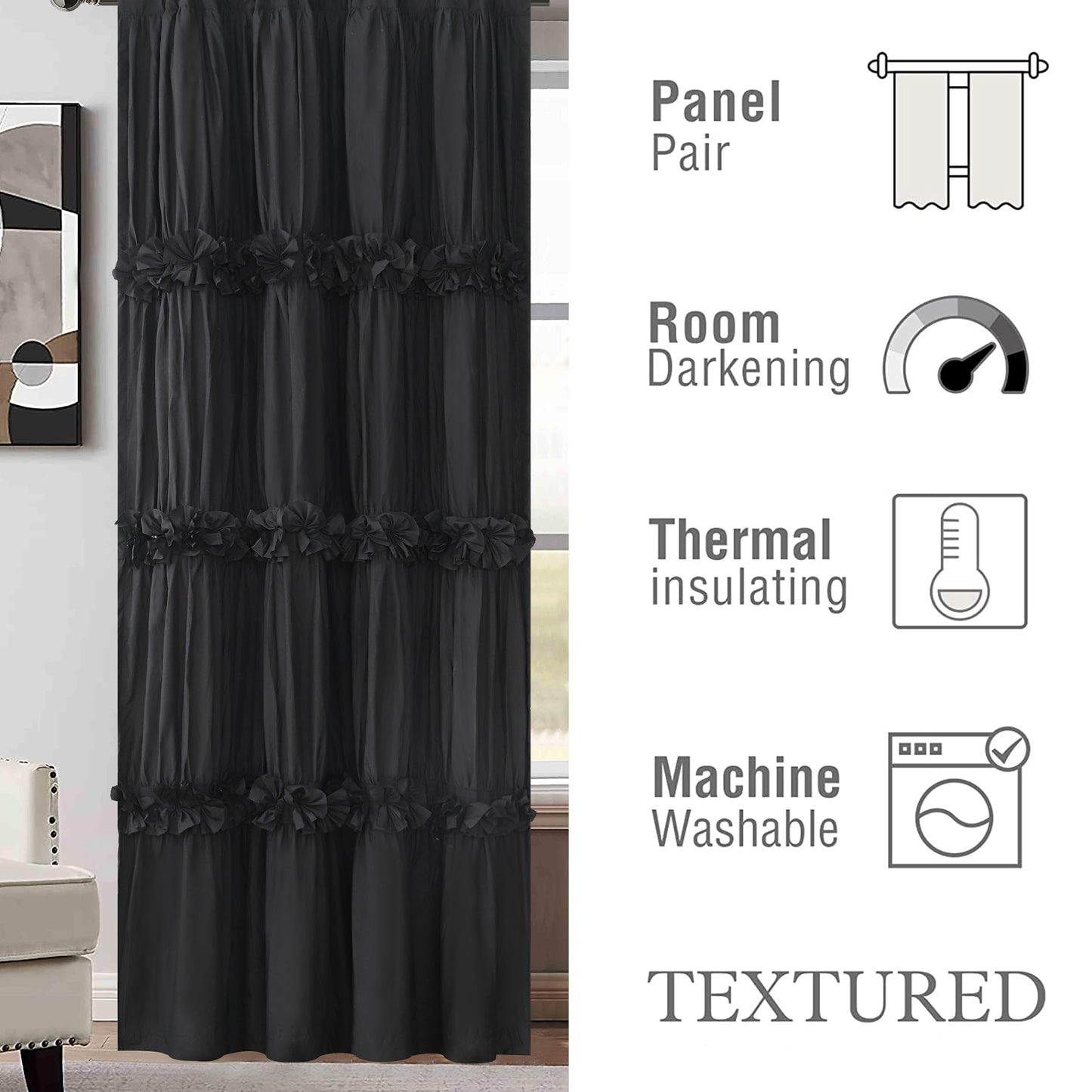 Thermal Blackout Curtains with Handmade Bow Ties