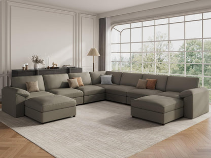 Faux Leather Modular Sectional Sofa for Large Spaces
