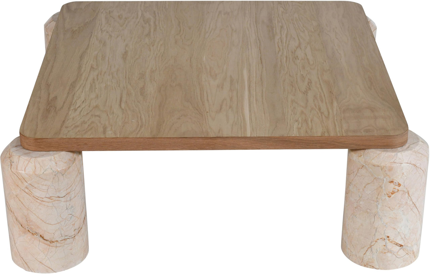 Art Deco Marble Coffee Table with Solid Oak Top