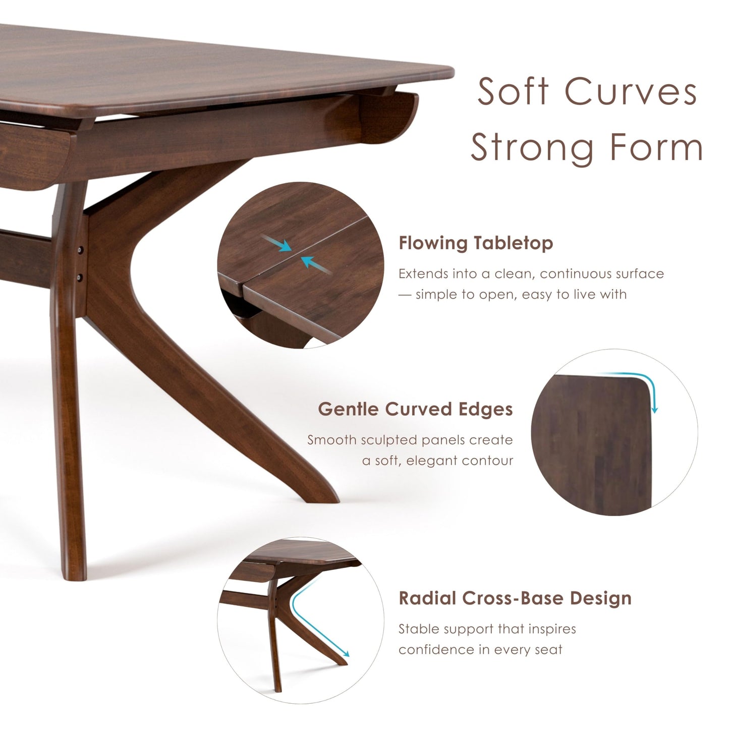 Live Edge Expandable Dining Set with Walnut Finish