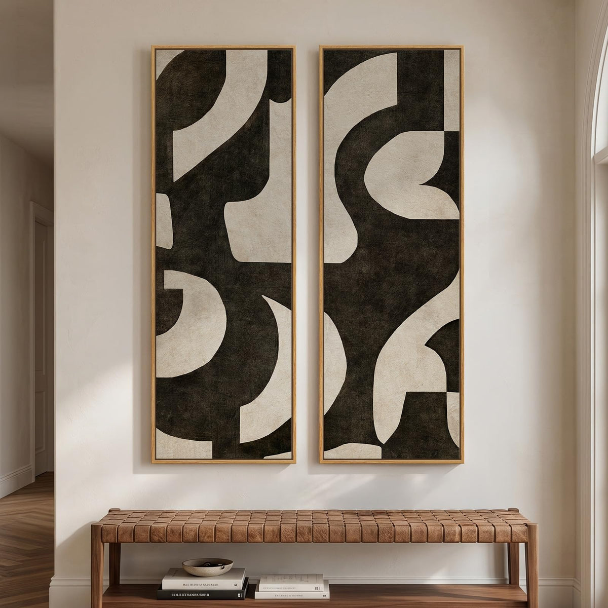Vertical Abstract Framed Canvas Wall Art Set of 2