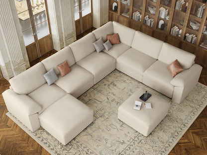 Faux Leather Modular Sectional Sofa for Large Spaces