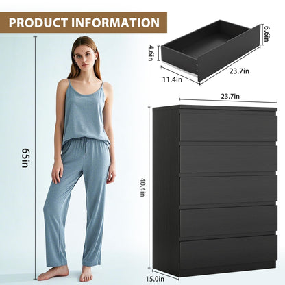 Modern 5-Drawer Bedroom Dresser with Slim Profile