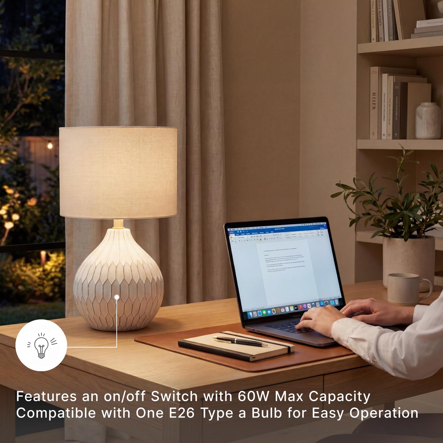 Wardmont 18-Inch Dimensional Ceramic Table Lamp