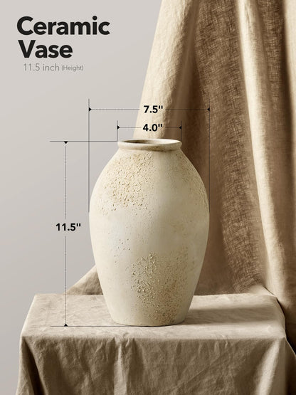Wabi Sabi Rustic Ceramic Floor Vase in Greige