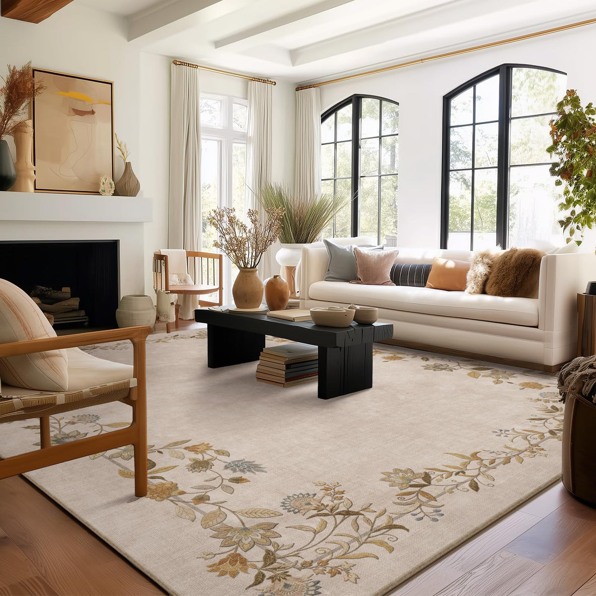 Washable Vintage Runner Rug with Non-Slip Backing