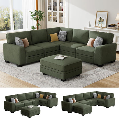 Oversized Modular Sectional Sofa with Ottoman