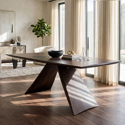 Mid-Century Solid Wood Rectangular Dining Table