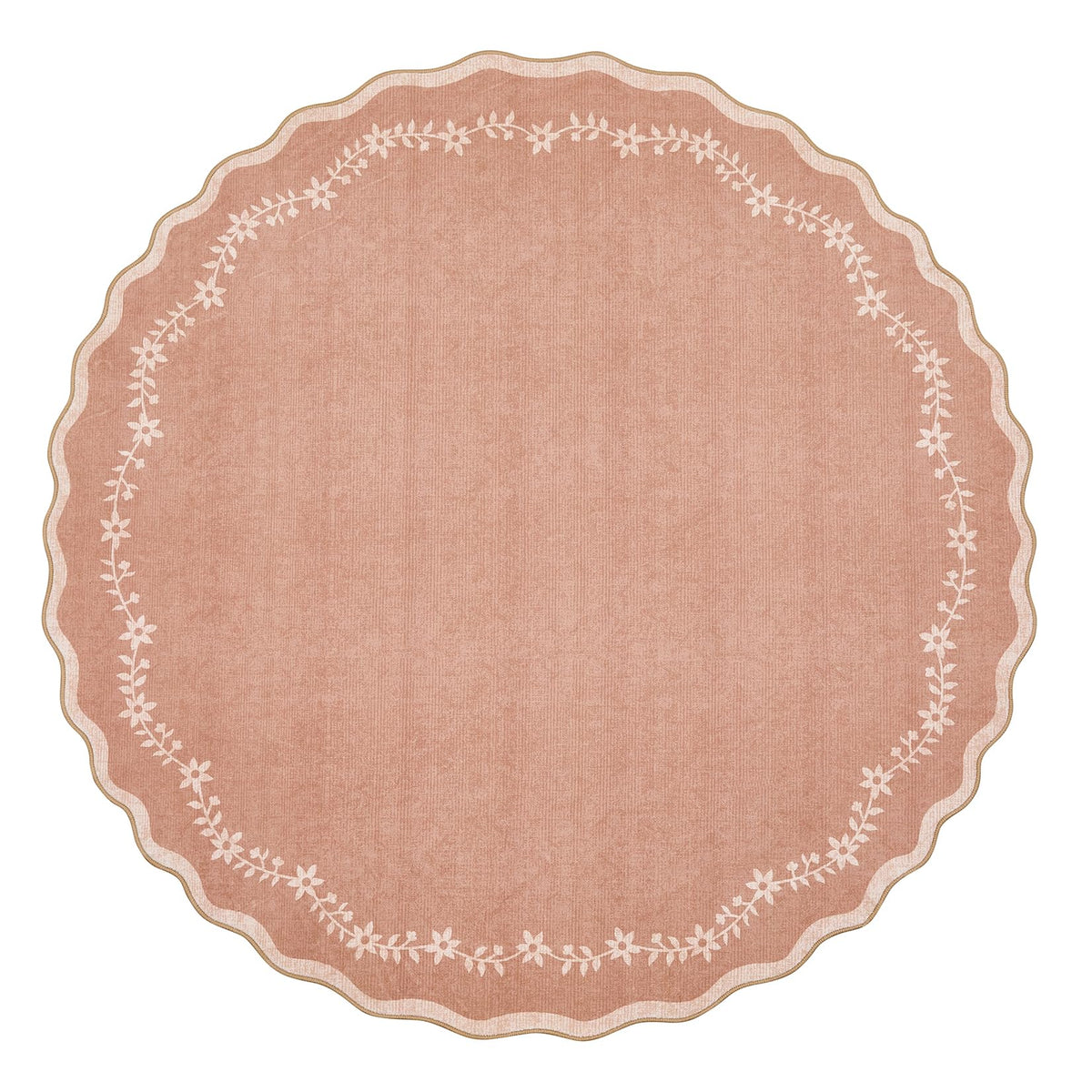 Scalloped Washable Area Rug with Non-Slip Backing