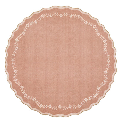 Scalloped Washable Area Rug with Non-Slip Backing