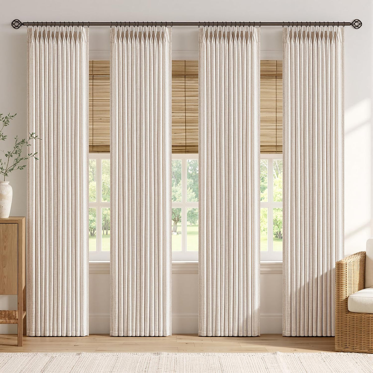 Pinch Pleated Linen Curtains with Light Filtering