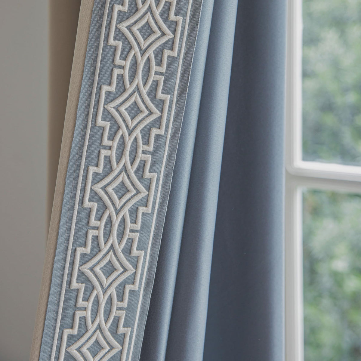 Embroidered Blackout Curtains with Pinch Pleats