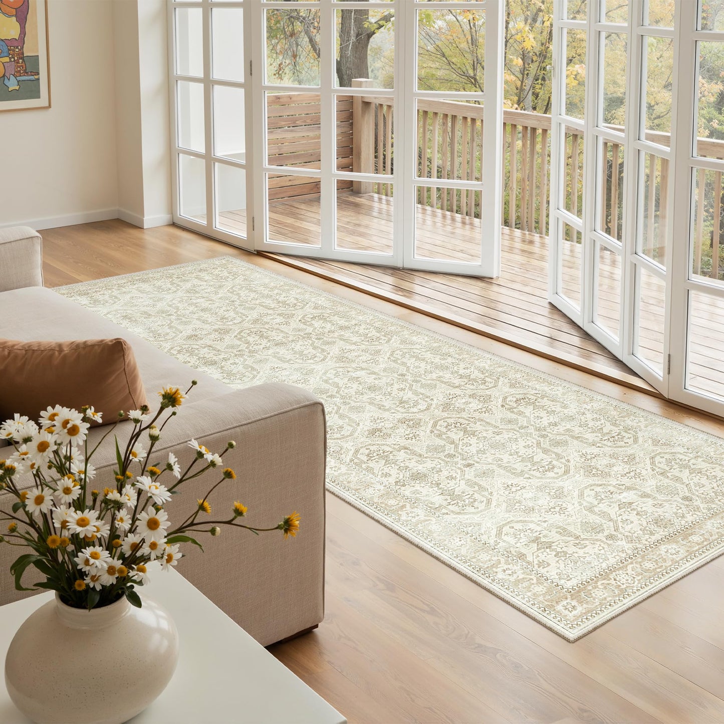 Washable Area Rug with Non-Slip Backing