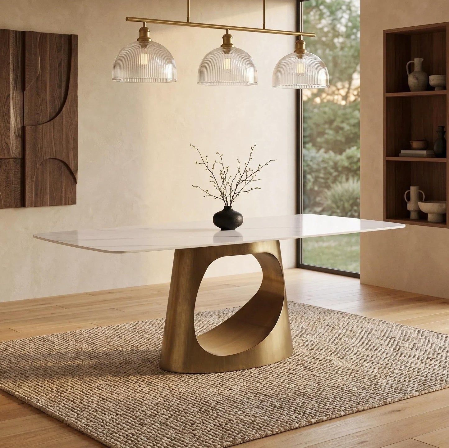 Modern Sintered Stone Dining Table with Sleek Base