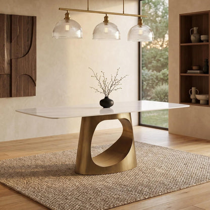 Modern Sintered Stone Dining Table with Sleek Base