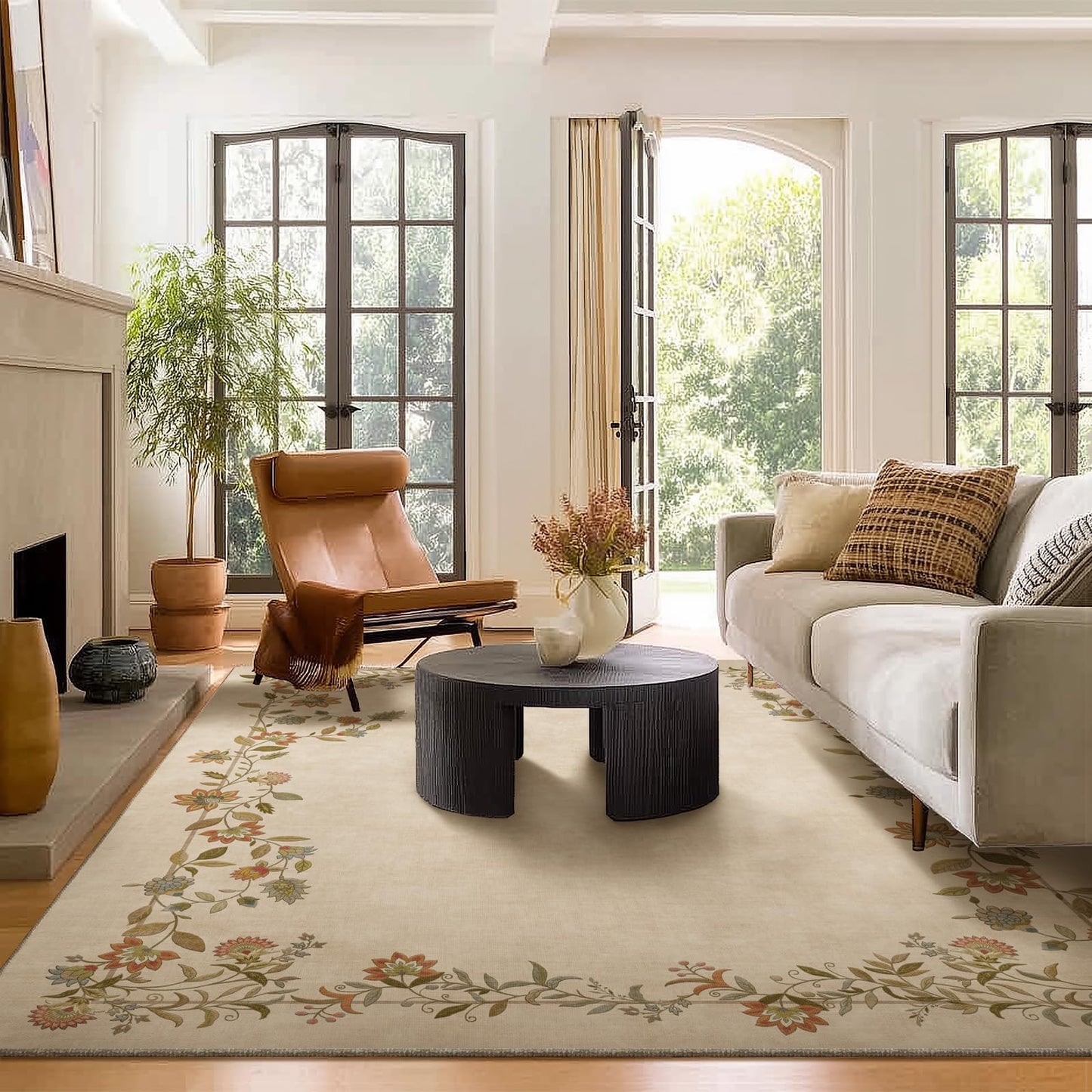 Washable Vintage Runner Rug with Non-Slip Backing