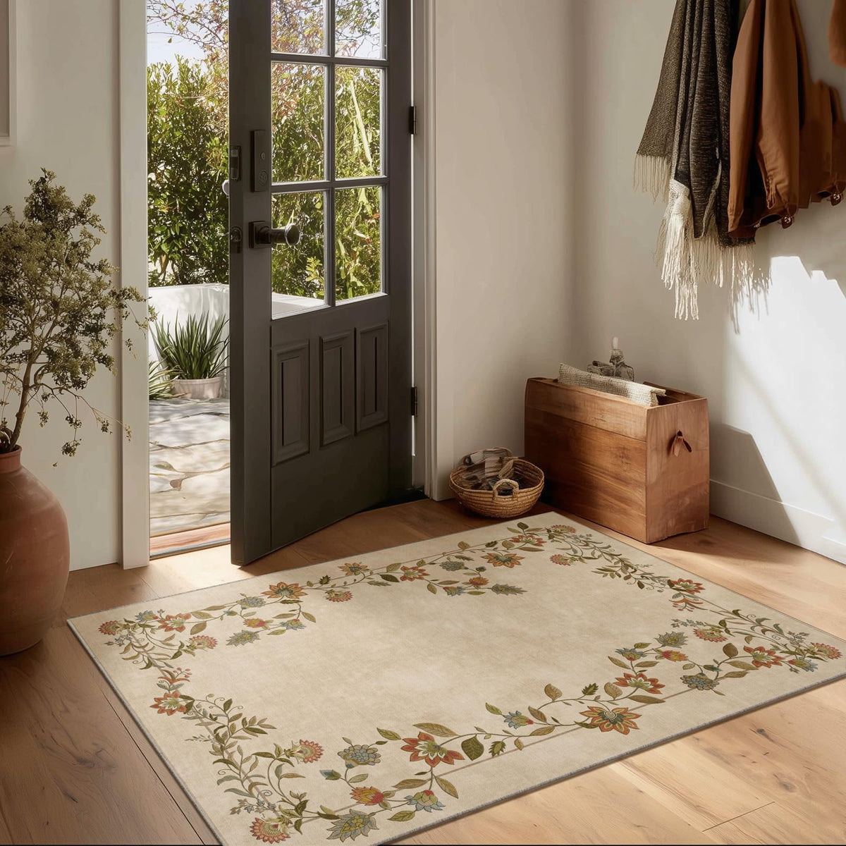 Washable Vintage Runner Rug with Non-Slip Backing