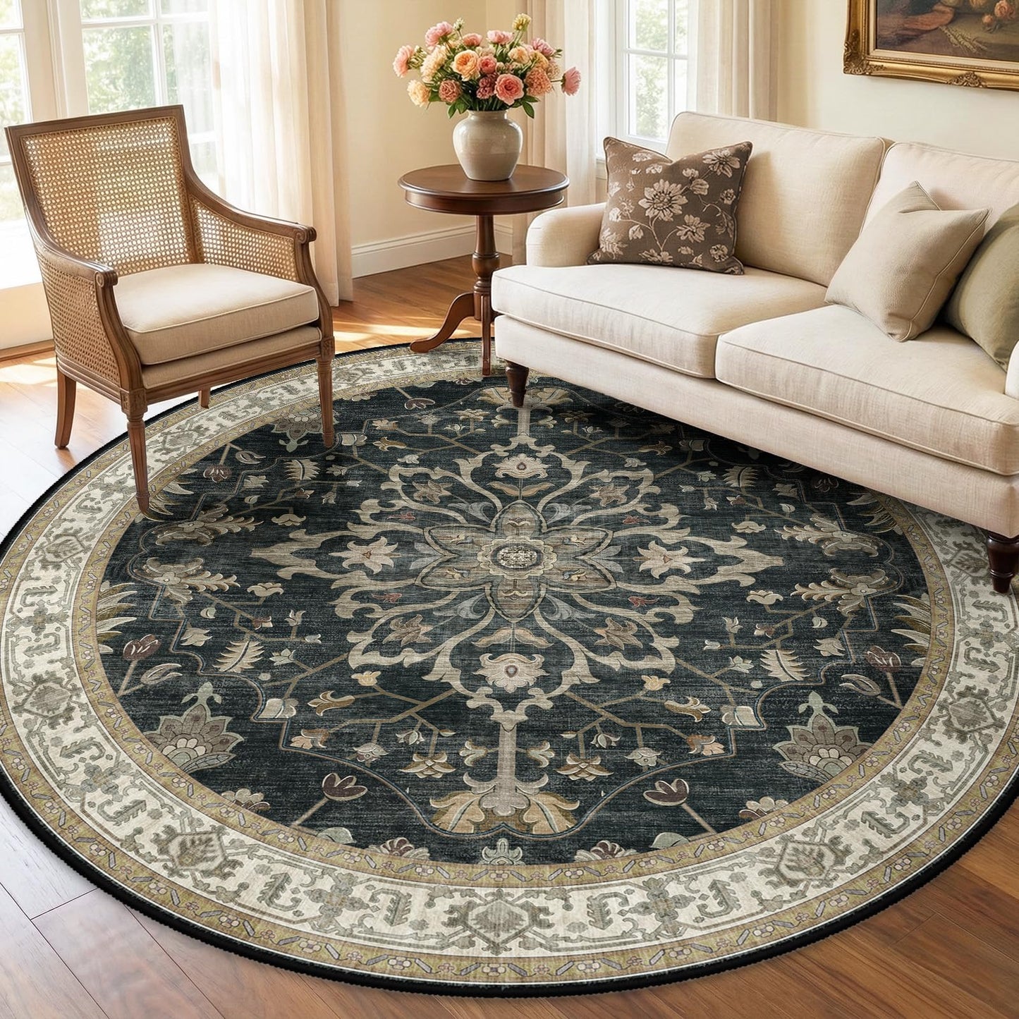 Washable Area Rug with Soft Non-Slip Backing