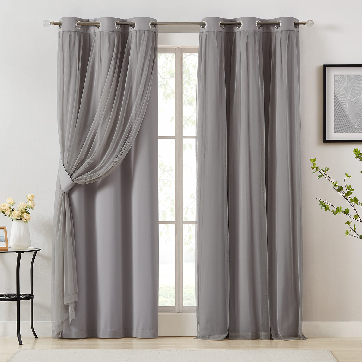 Overlay Grommet Curtains with Layered Draping