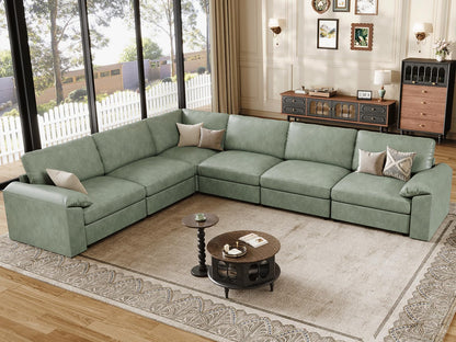 Faux Leather Modular Sectional Sofa for Large Spaces