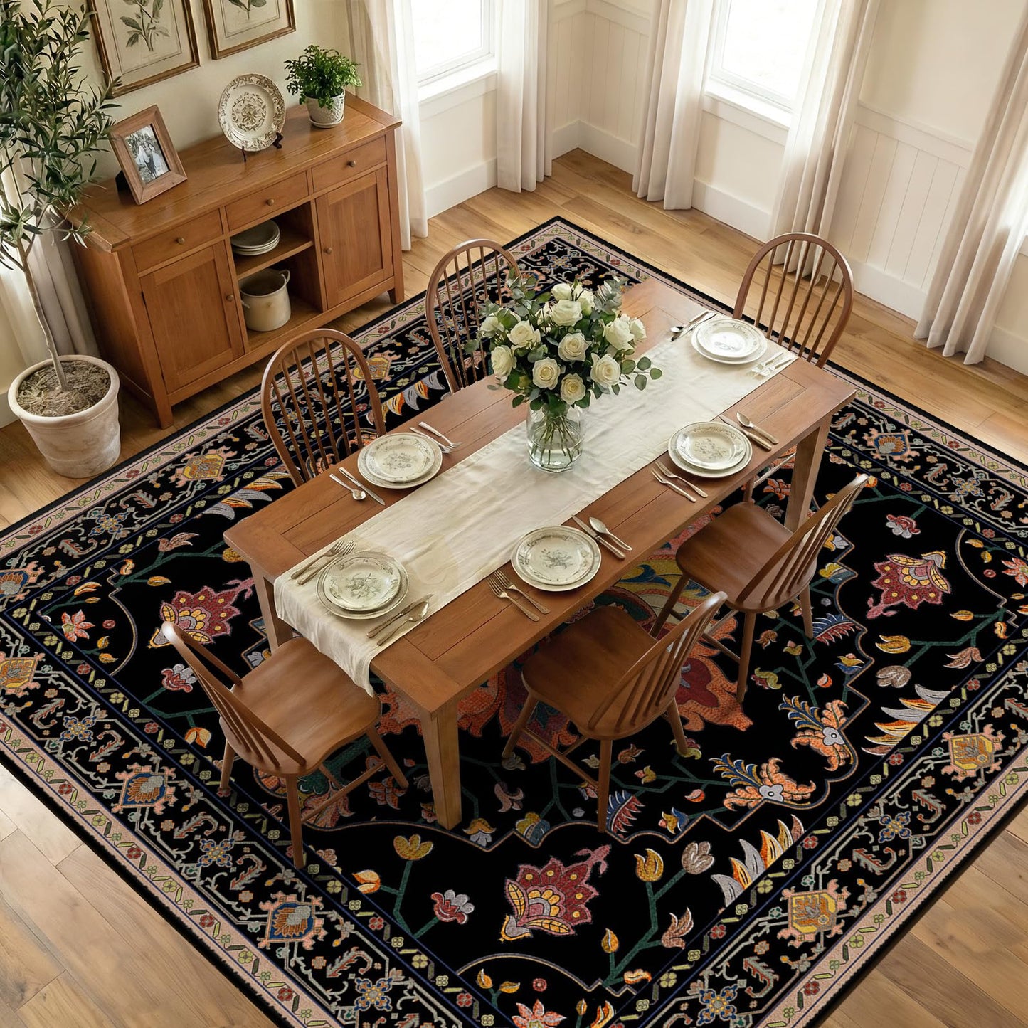 Washable Area Rug with Soft Non-Slip Backing