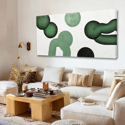 Abstract Green & White Textured Canvas Wall Art