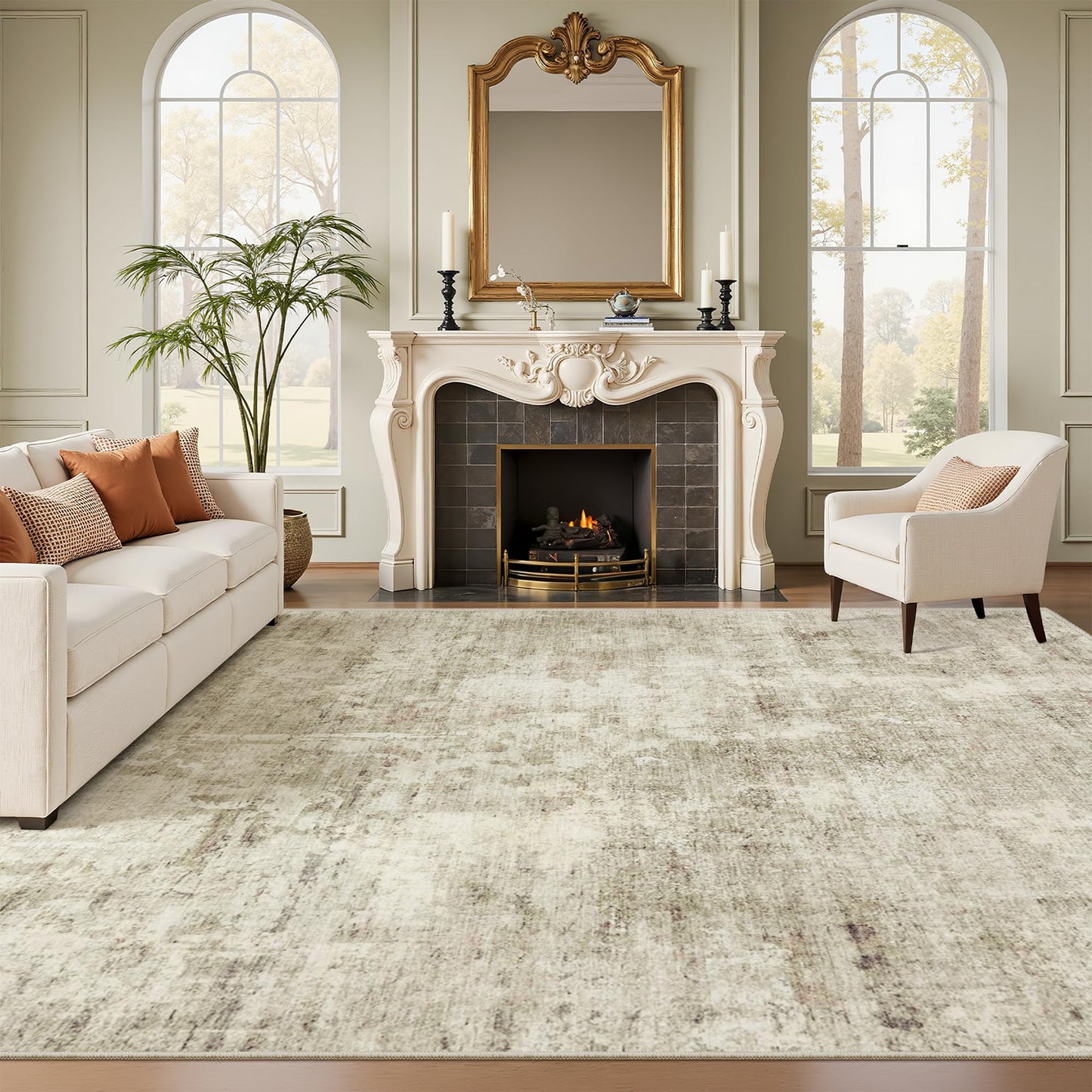 Washable Area Rug with Non-Slip Backing
