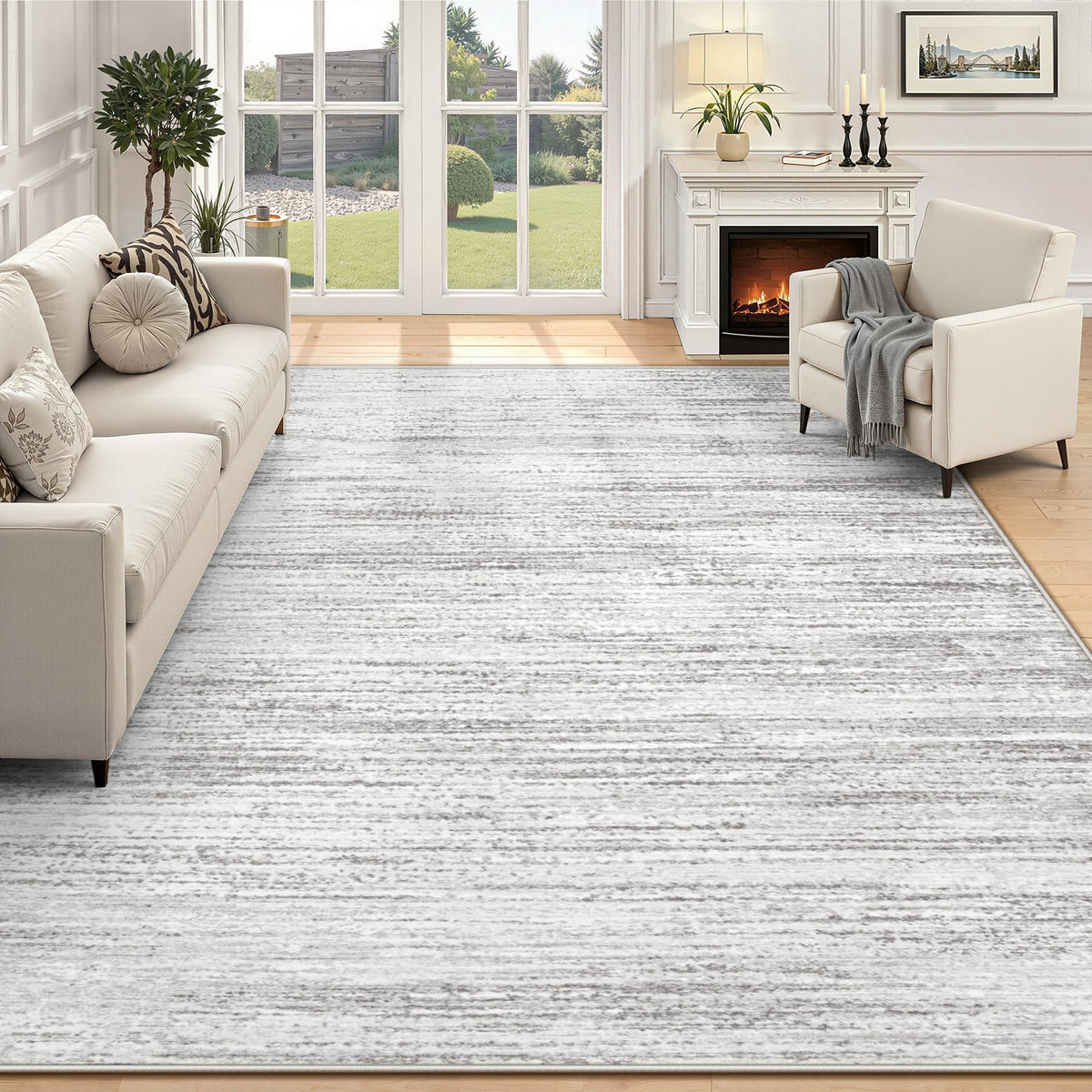 Washable Modern Area Rug with Non-Slip Backing