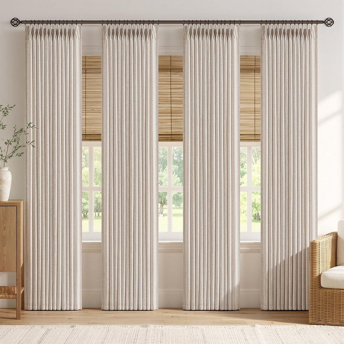 Pinch Pleated Linen Curtains with Light Filtering
