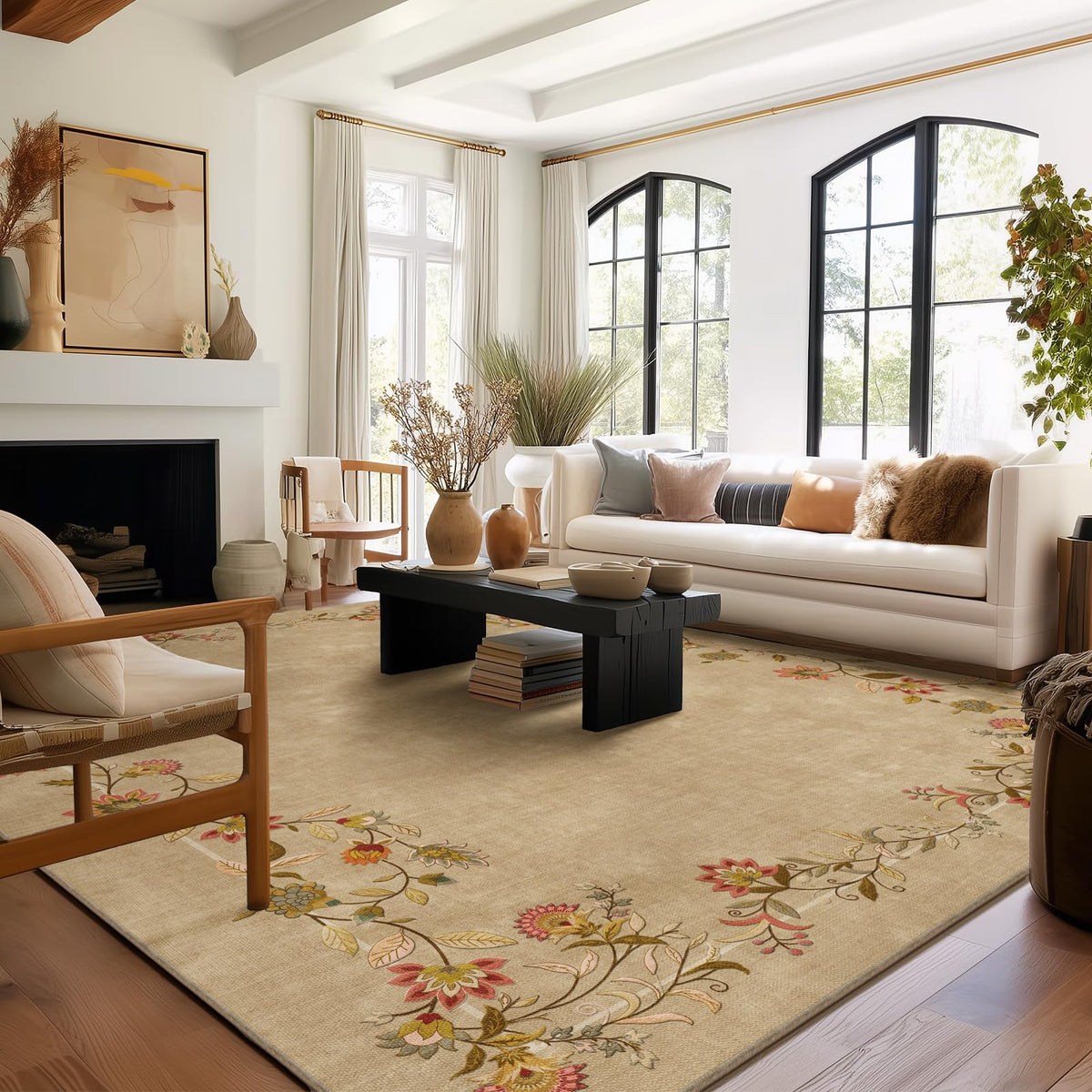 Washable Vintage Runner Rug with Non-Slip Backing