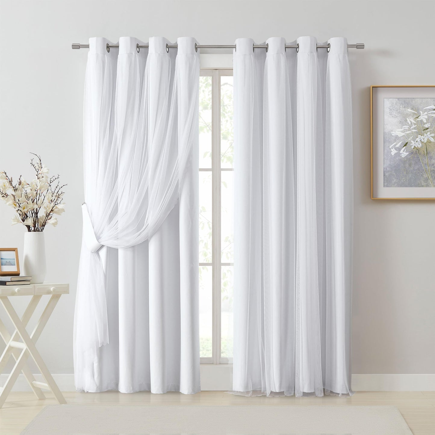 Overlay Grommet Curtains with Layered Draping