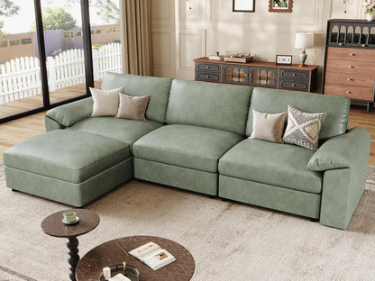 Faux Leather Modular Sectional Sofa for Large Spaces