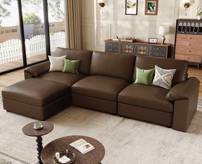 Faux Leather Modular Sectional Sofa for Large Spaces