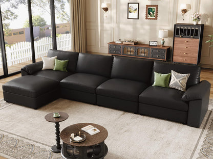 Faux Leather Modular Sectional Sofa for Large Spaces