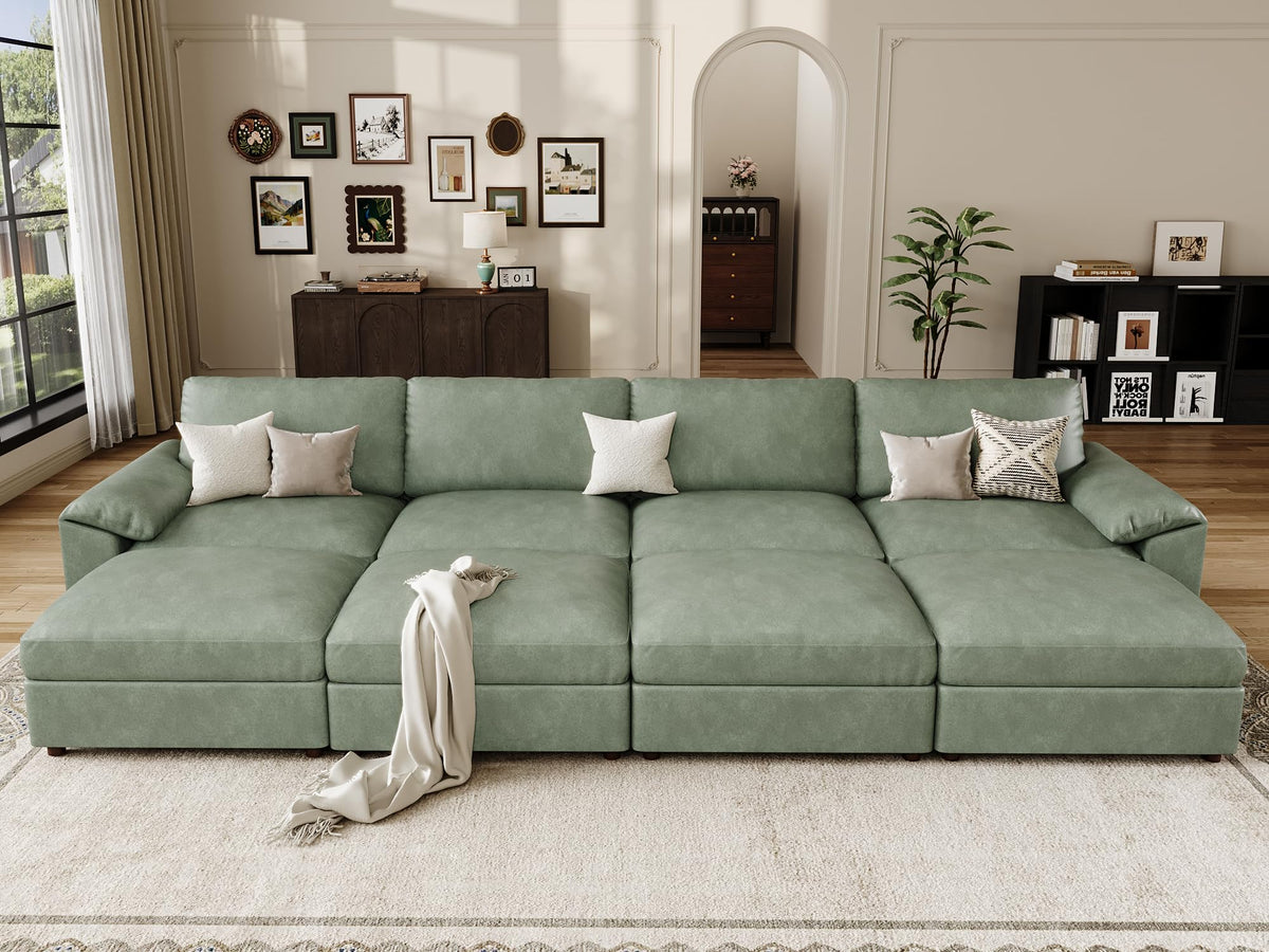 Faux Leather Modular Sectional Sofa for Large Spaces