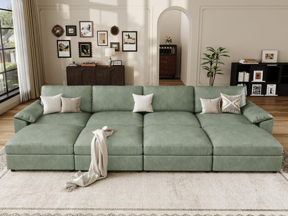 Faux Leather Modular Sectional Sofa for Large Spaces