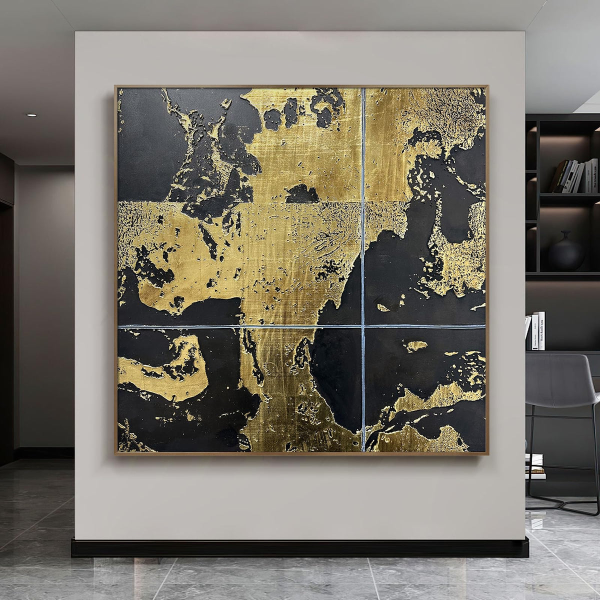 Oversized Blue & White Canvas Wall Art Painting
