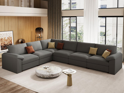 Faux Leather Modular Sectional Sofa for Large Spaces