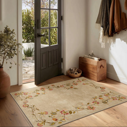Washable Vintage Runner Rug with Non-Slip Backing