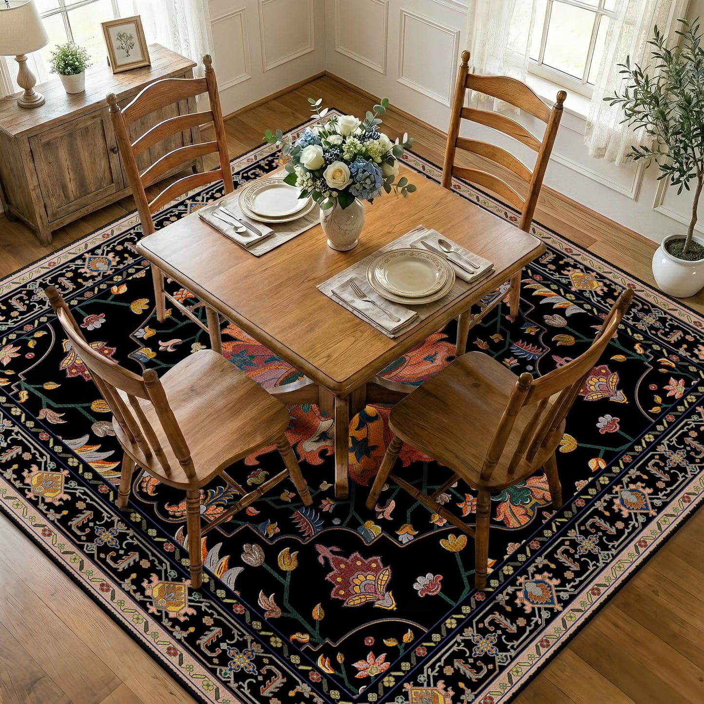 Washable Area Rug with Soft Non-Slip Backing
