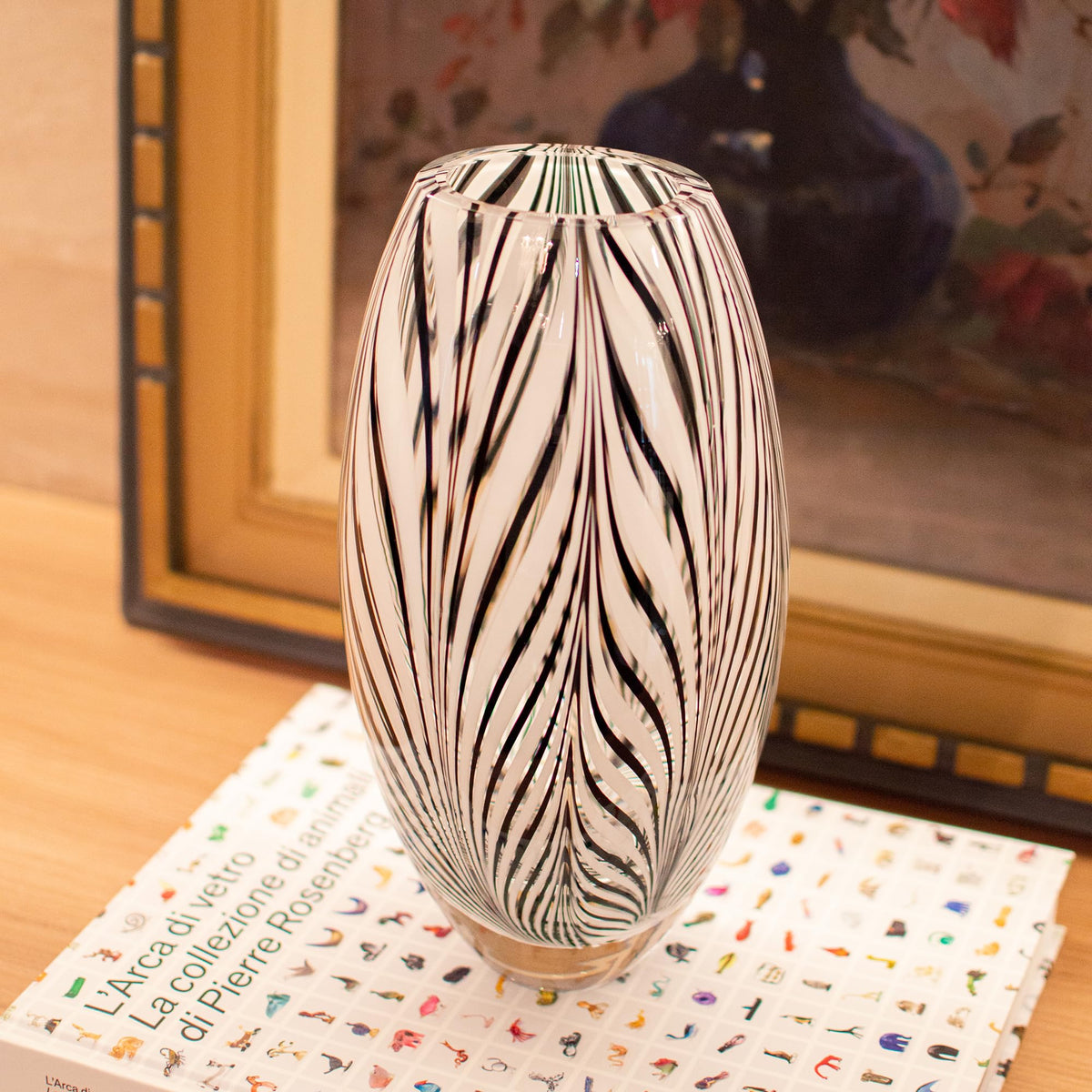 Feather Pattern Decorative Vase with Sculptural Form