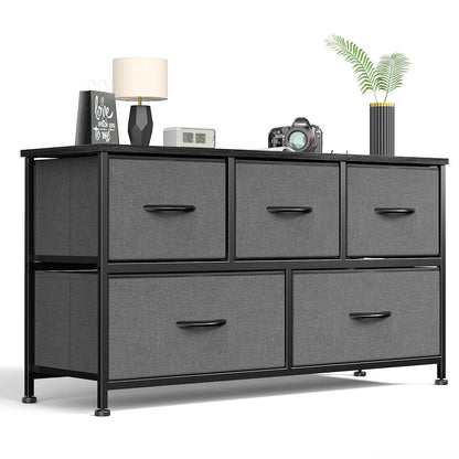 7-Drawer Fabric Dresser with Wood Top and Steel Frame