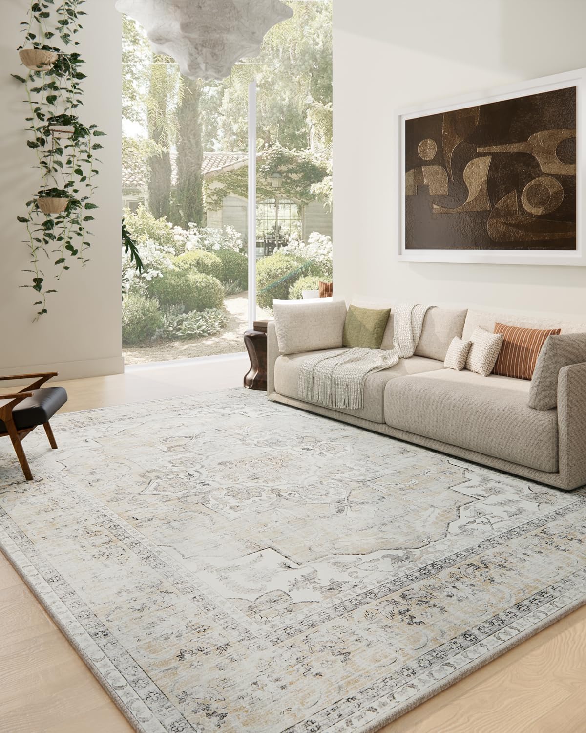 Washable Vintage Runner Rug with Non-Slip Backing